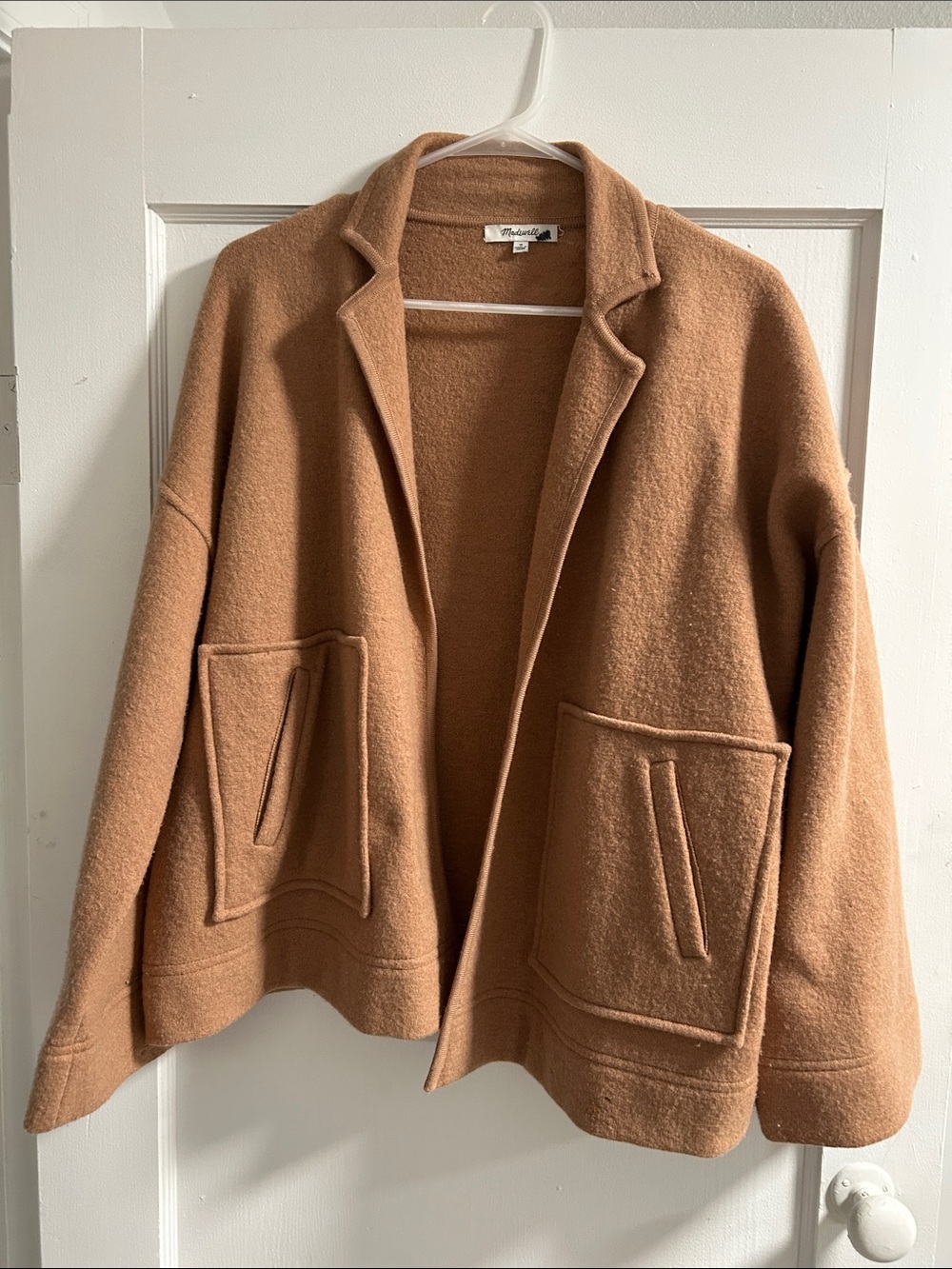 Madewell Camel Wool-Blend Open Blazer Jacket